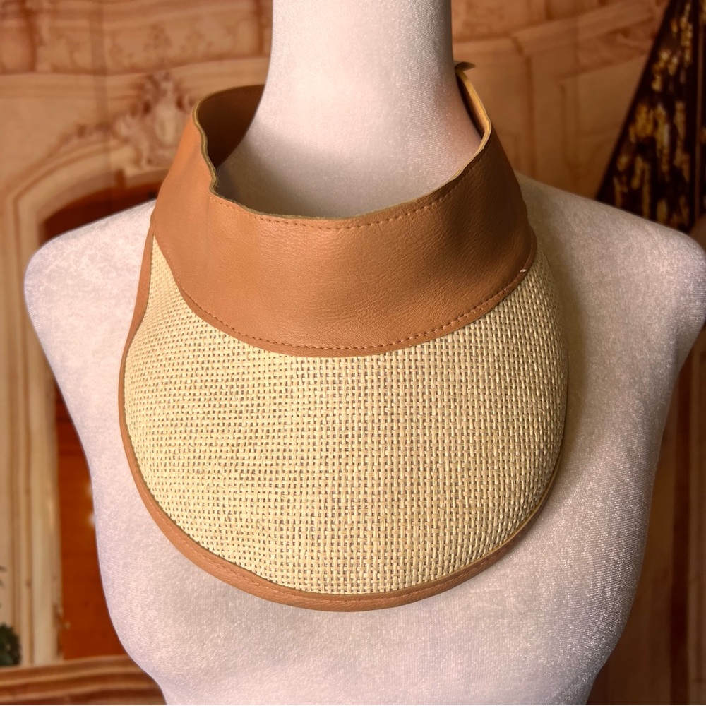 Sun Visor, 100% paper, 3 snaps adjustable in back, excellent condition, tan
